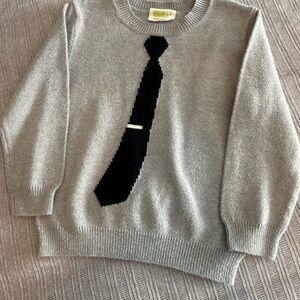 Crazy 8 Light Gray Sweater with Black Tie Design